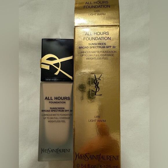 NIB- YVES SAINT LAURENT ALL HOURS FOUNDATION: SHADE IS LIGHT WARM 8 - Picture 8 of 9